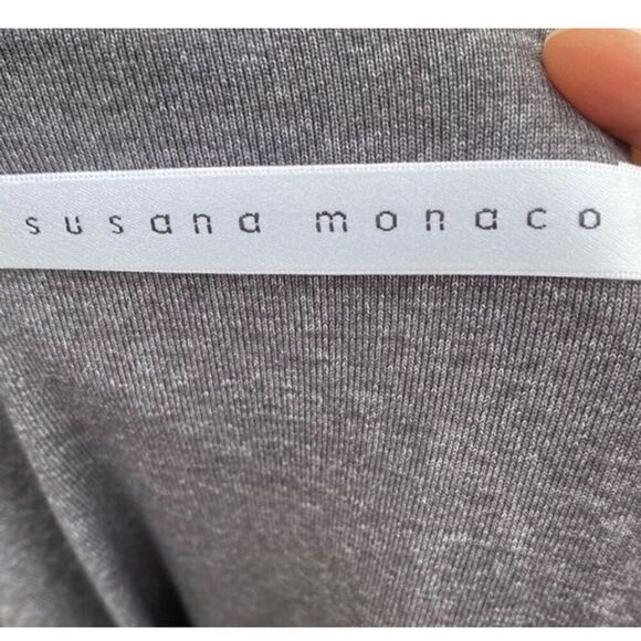 Susana Monaco Women's M Gray Long Sleeve Blouson Mini Length Dress - Picture 3 of 4